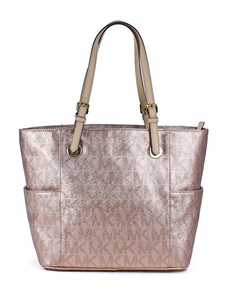 michael kors rose gold purse outlet|Michael Kors large gold tote.